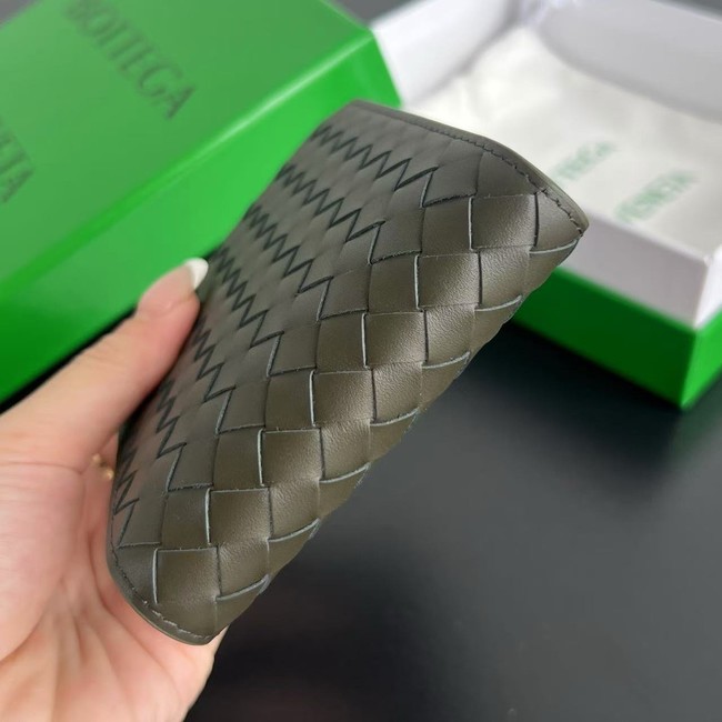 Bottega Veneta Intrecciato Bi-Fold Wallet With Coin Purse 749412 Dark green