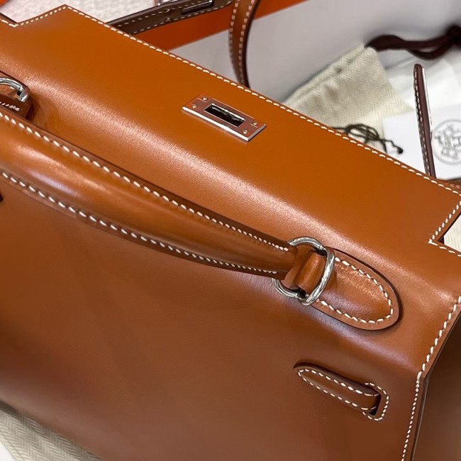 Hermes Kelly  Shoulder Bags Smooth Box Leather KL2899 brown 