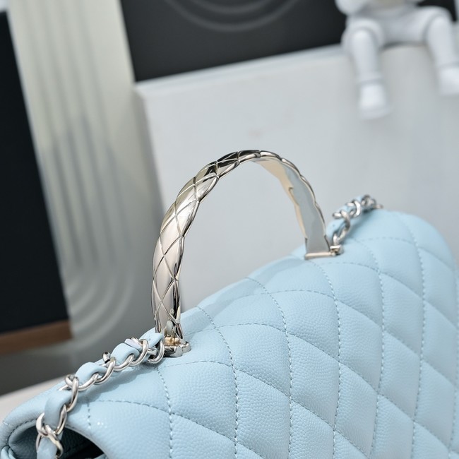 Chanel SMALL FLAP BAG CLUTCH WITH CHAIN Gold-Tone Metal AS5554 LIGHT BLUE