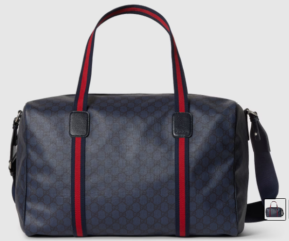 Gucci Medium duffle bag with Web 799871 dark blue GG Supreme