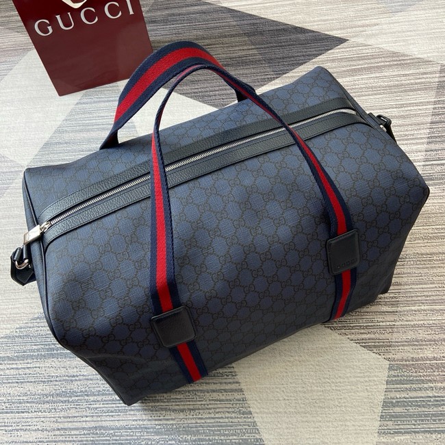 Gucci Medium duffle bag with Web 799871 dark blue GG Supreme