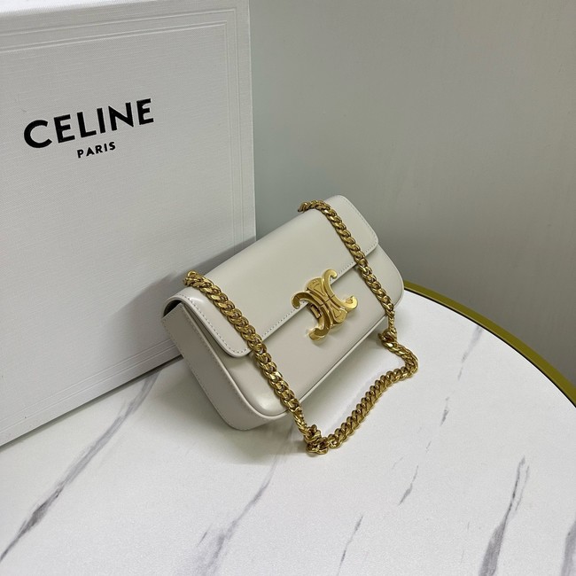 Celine CHAIN SHOULDER BAG TRIOMPHE IN SHINY CALFSKIN 197992 white