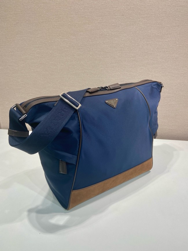 Prada Medium Re-Nylon and suede shoulder bag 2VH180 blue