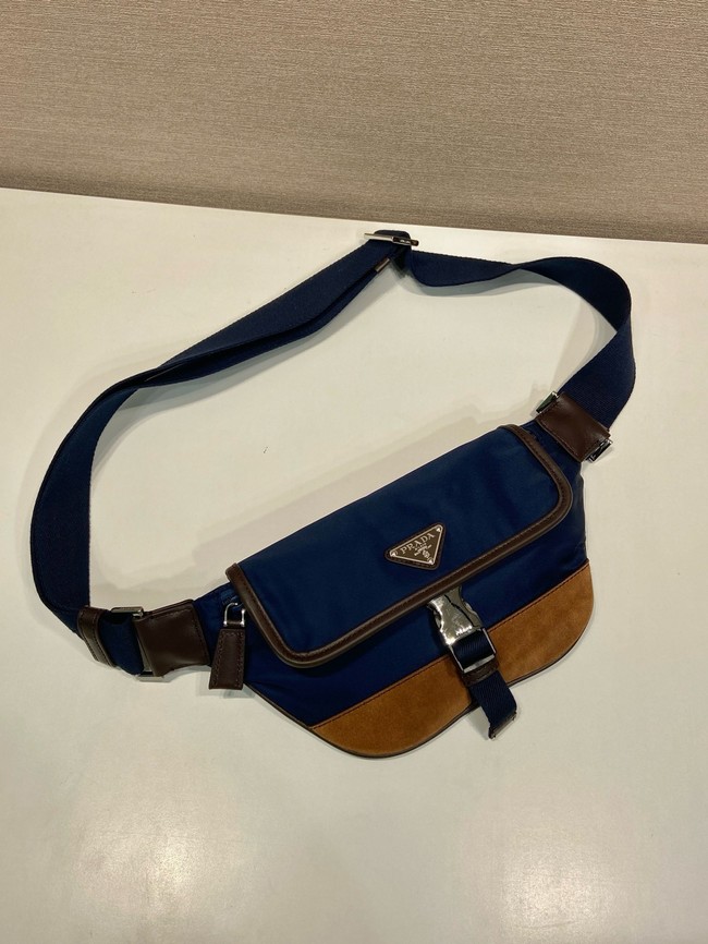 Prada Re-Nylon and suede belt bag 2VH176 blue