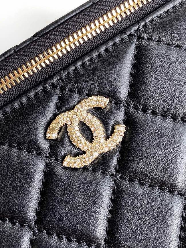 Chanel MINI FLAP BAG CLUTCH WITH CHAIN Gold-Tone Metal AP4325 BLACK