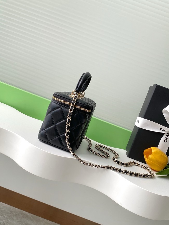 Chanel MINI FLAP BAG CLUTCH WITH CHAIN Gold-Tone Metal AP4325 BLACK