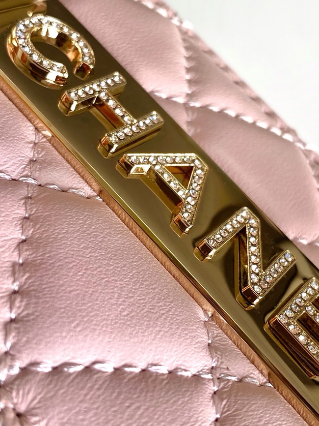 Chanel MINI FLAP BAG CLUTCH WITH CHAIN Gold-Tone Metal AP4325 PINK