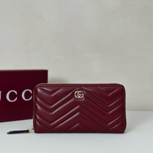 Gucci GG Marmont zip around wallet 837758 Rosso Ancora red
