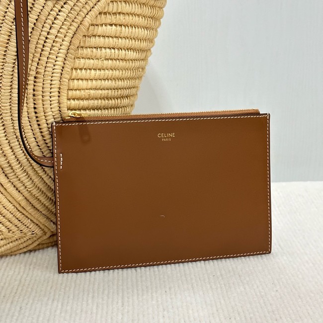 CELINE CLASSIC PANIER SMALL BRAIDED TRIOMPHE in RAFFIA and CALFSKIN 116982 NATURAL & TAN