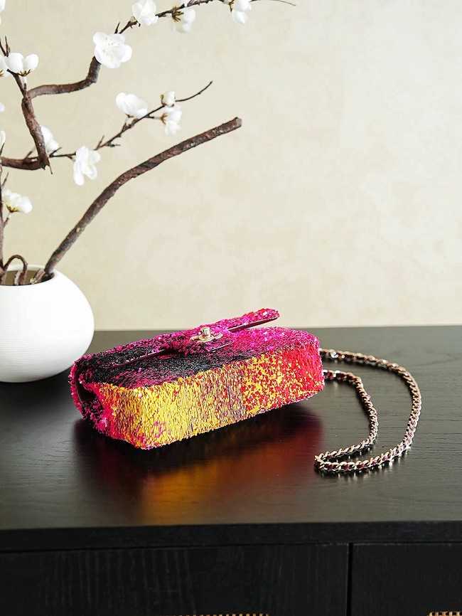 Chanel Fringed Sequins Flap Bag 24P 0888 pink
