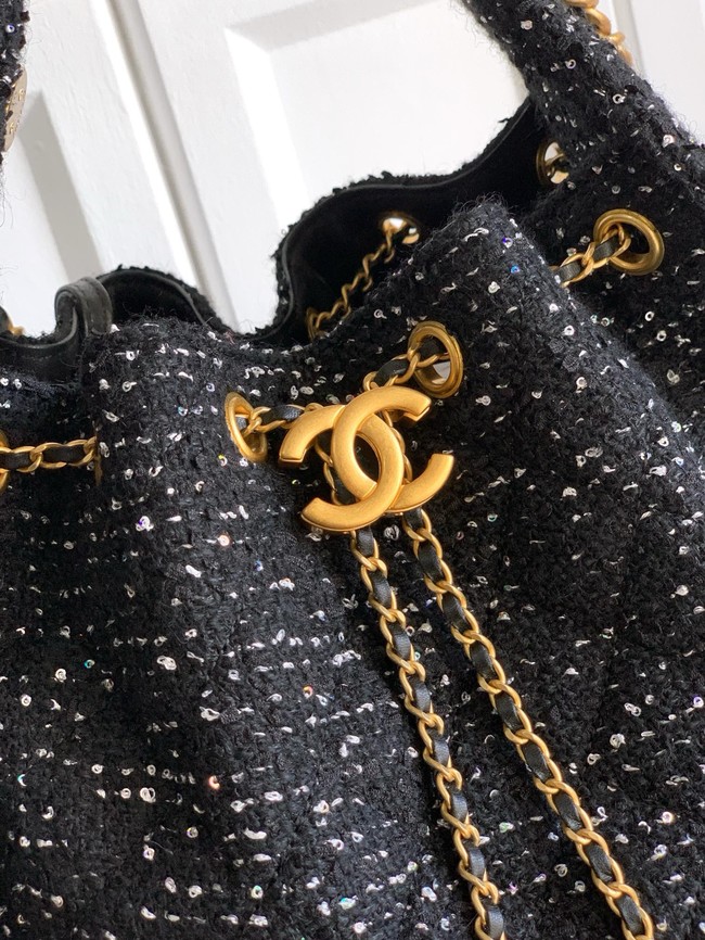 CHANEL 25 handbag Woolen tweed AS5311 black