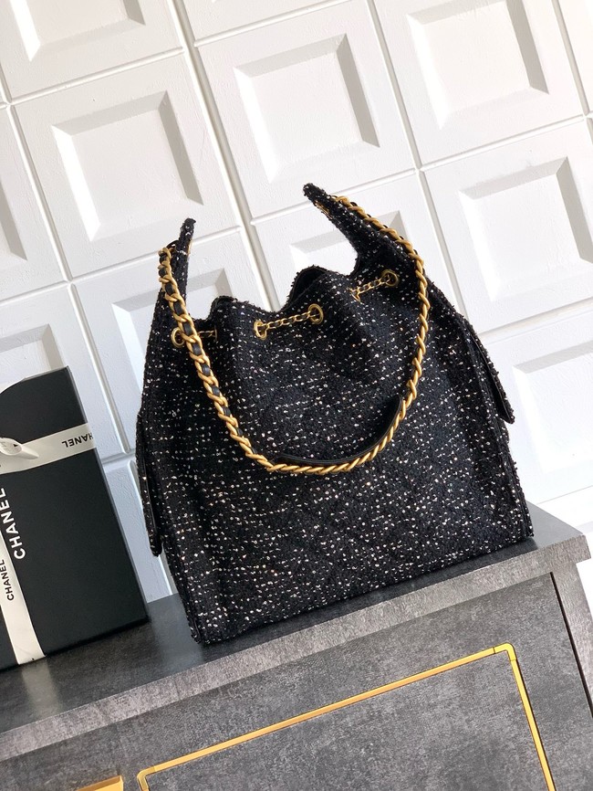 CHANEL 25 handbag Woolen tweed AS5311 black