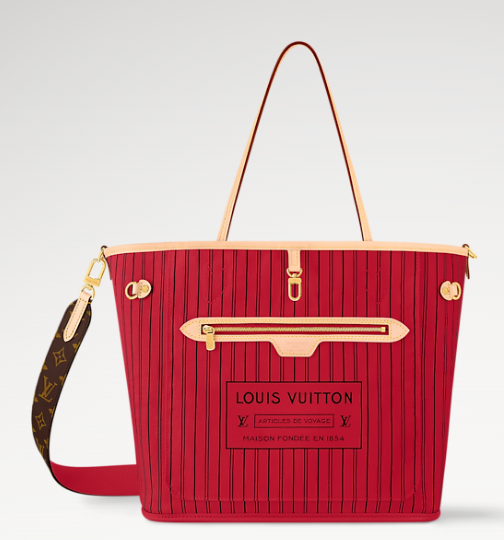 Louis Vuitton Neverfull Bandouliere Inside Out MM M12257 Monogram&red