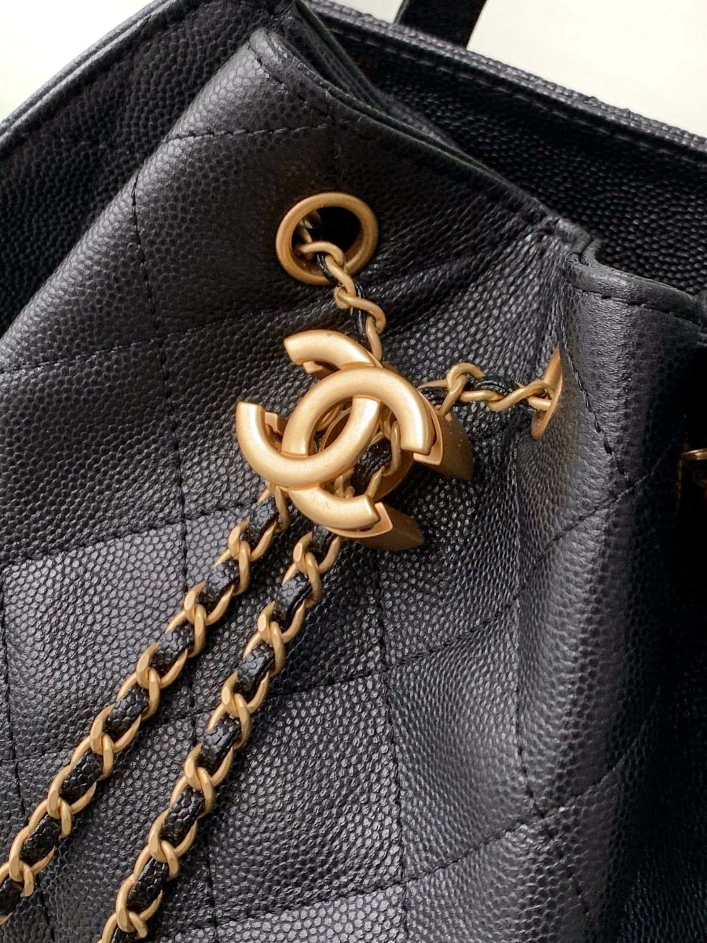 Chanel 25 Bag Original Caviar Leather Backpack AS5600 Black