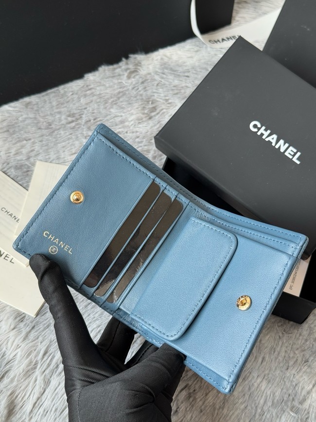 Chanel Leather Wallet A84058 blue