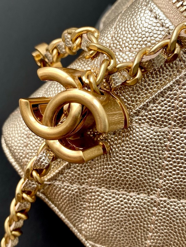 CHANEL Grained Calfskin Small Vanity with Chain AP3941 gold