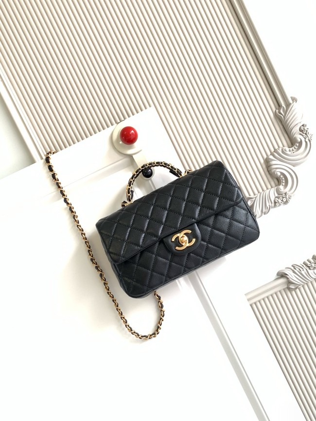 CHANEL Mini Flap Bag with Top Handle AS5701 black