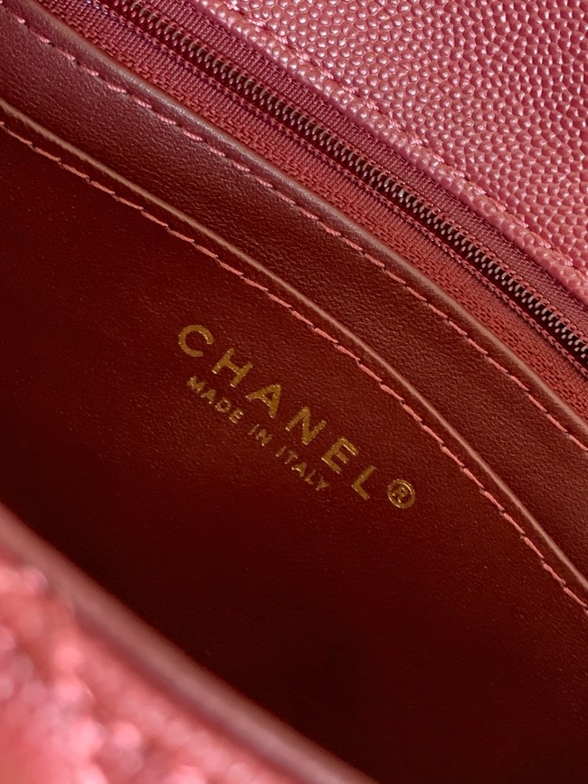 CHANEL Mini Flap Bag with Top Handle AS5701 burgundy