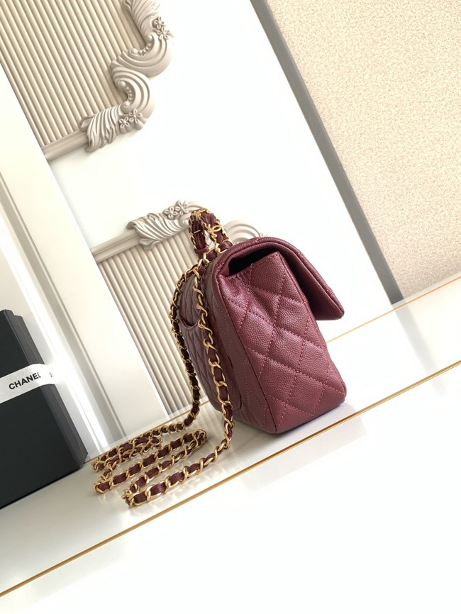 CHANEL Mini Flap Bag with Top Handle AS5702 burgundy