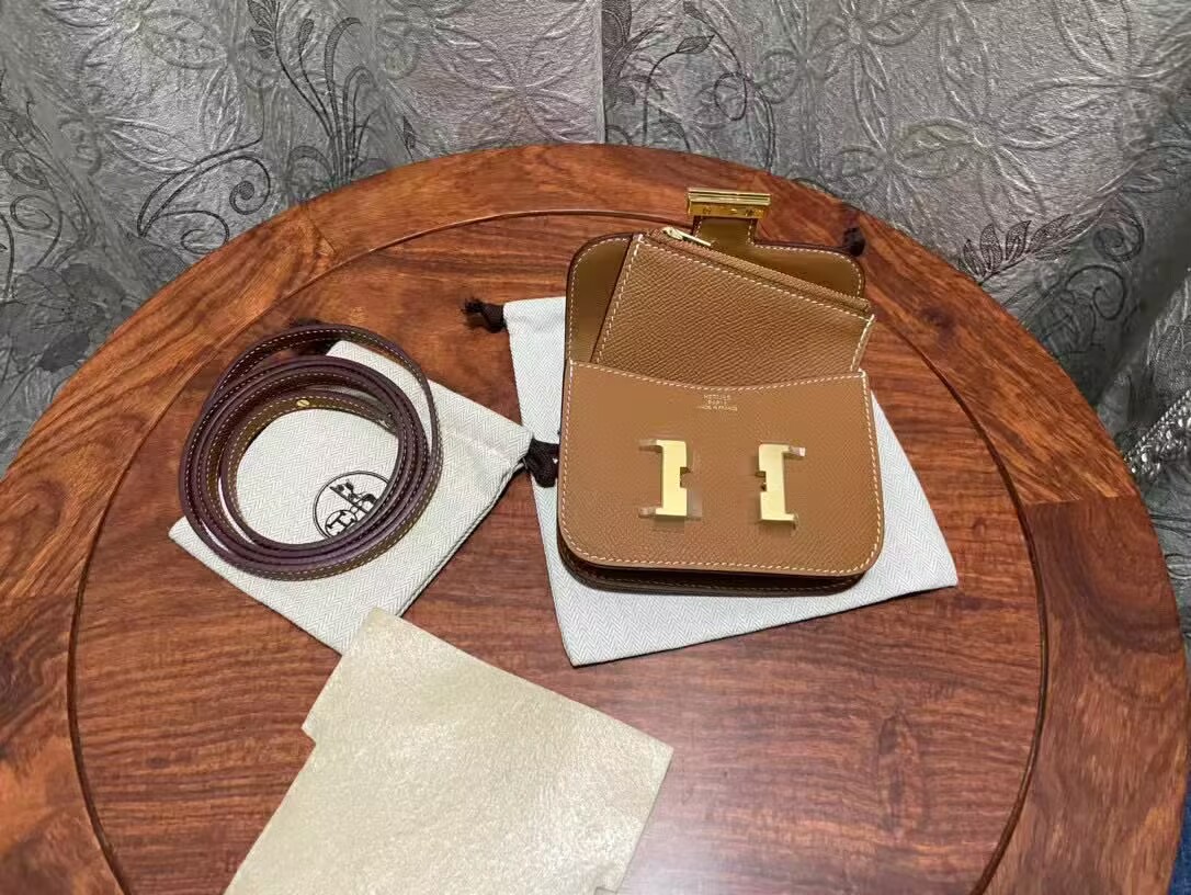 Hermes Epsom Leather Wallet Bag H8030 Brown