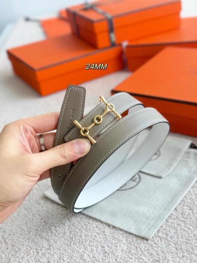 Hermes Swift & Epsom calfskin double-sided leather belt 65985