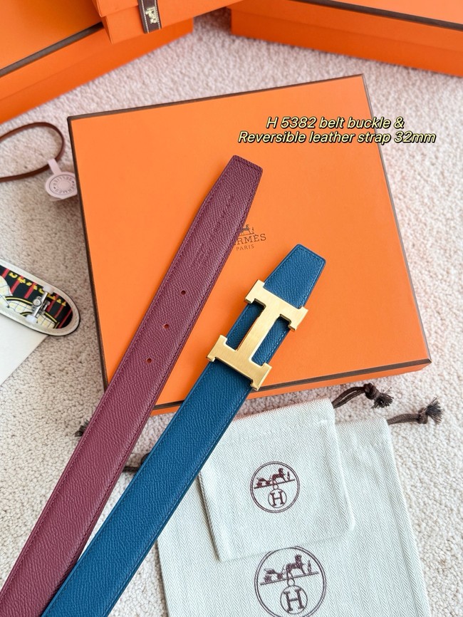 Hermes Epsom calfskin double-sided leather belt 65999