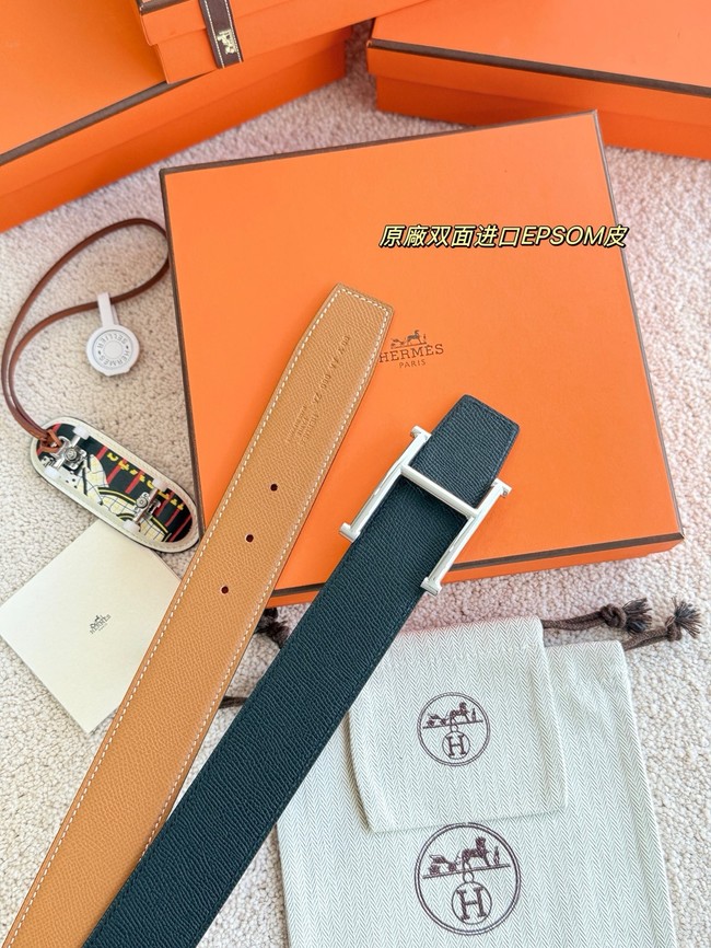 Hermes Epsom calfskin double-sided leather belt 66017
