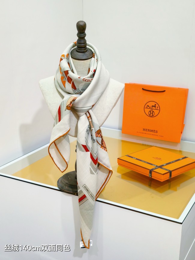 Hermes Shawl Cashmere and Silk Jacquard KY111