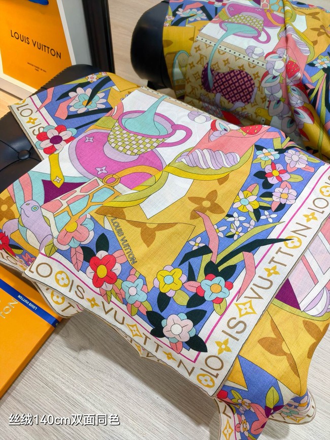 Louis Vuitton Shawl Cashmere and Silk KY123