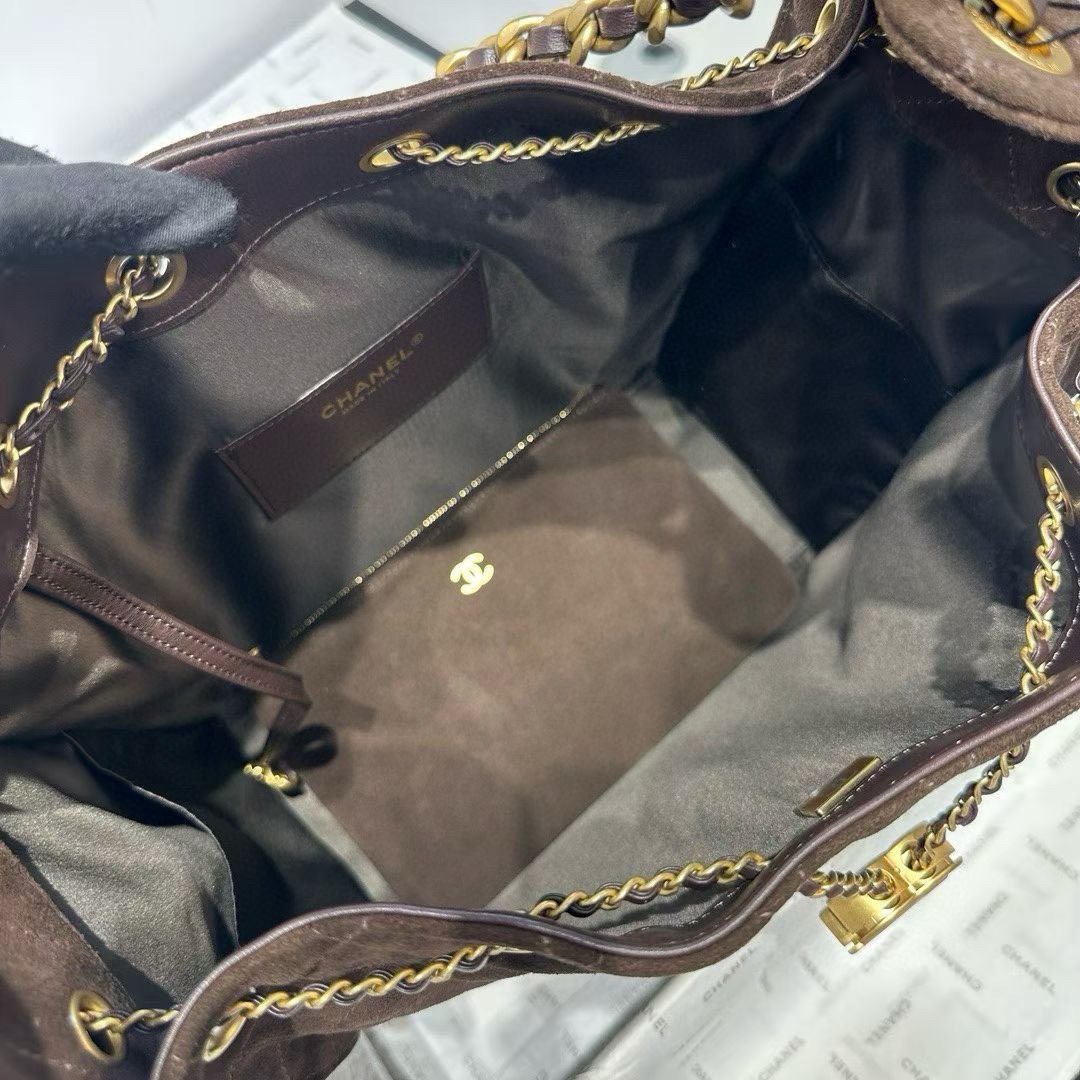 CHANEL 25 Medium Handbag AS5311 Sude Dark Brown