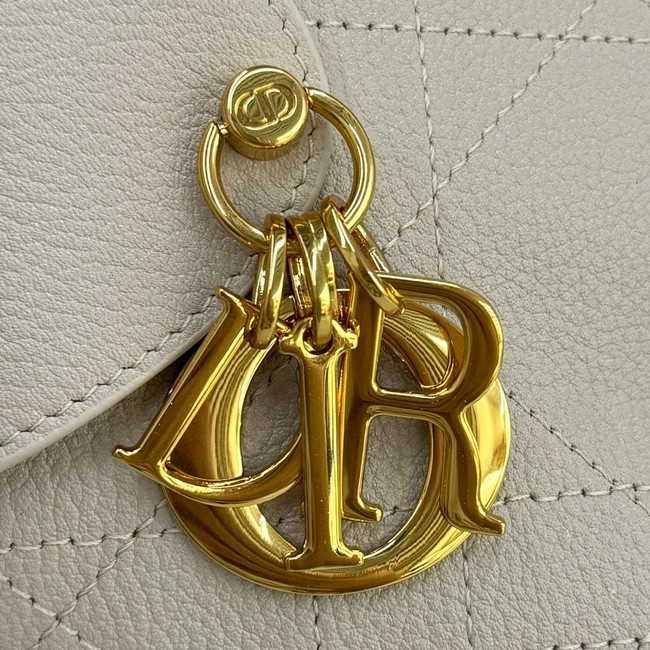 Small Dior Voyage Bag Flat Macrocannage Grained Calfskin M2845UJ Beige