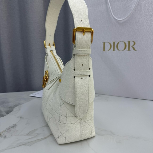 Small Dior Voyage Bag Flat Macrocannage Grained Calfskin M2845UJ Latte