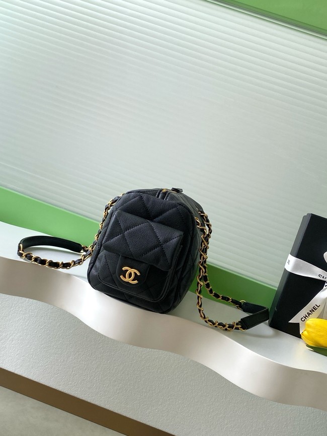 CHANEL Small Bowling Bag Grained Calfskin AS5792 black