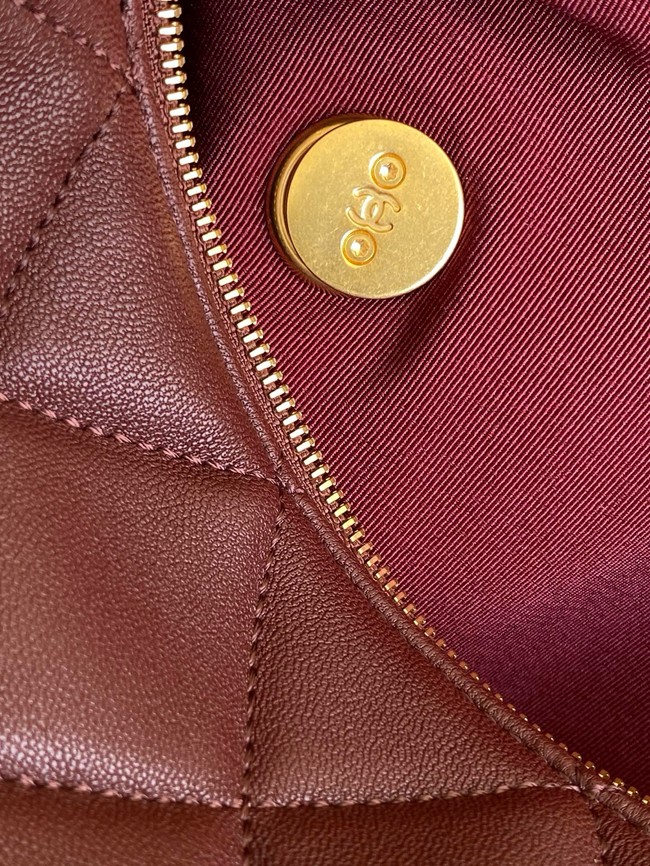 CHANEL Small Bowling Bag Lambskin AS5791 burgundy
