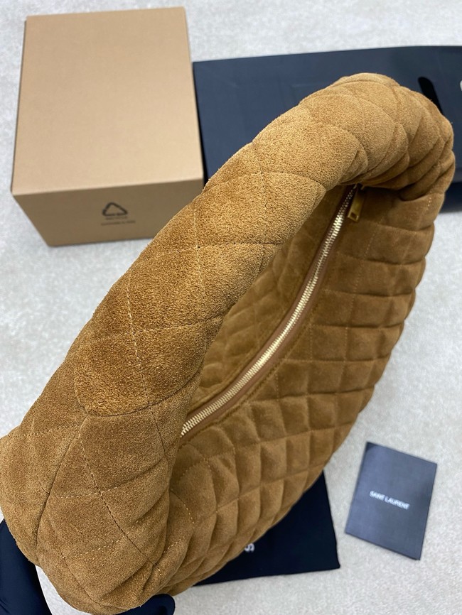 Yves Saint Laurent ICARE hobo in quilted suede 858160 CARAMEL COGNAC