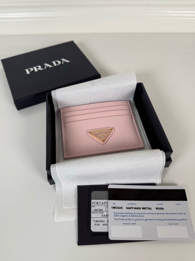 Prada Card Holder 1MC025 pink&gold