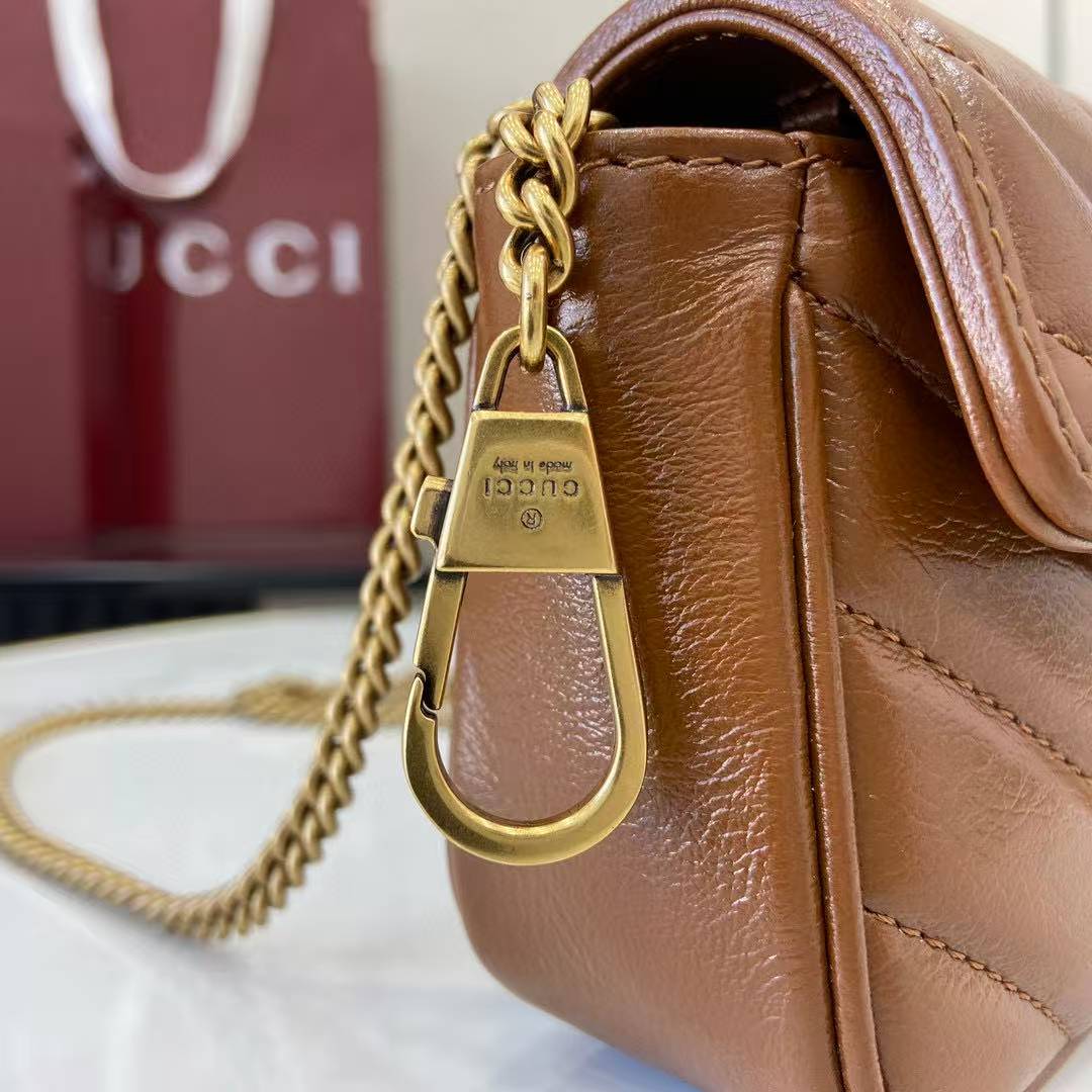 Gucci GG Marmont matelasse super mini bag 476433 brown