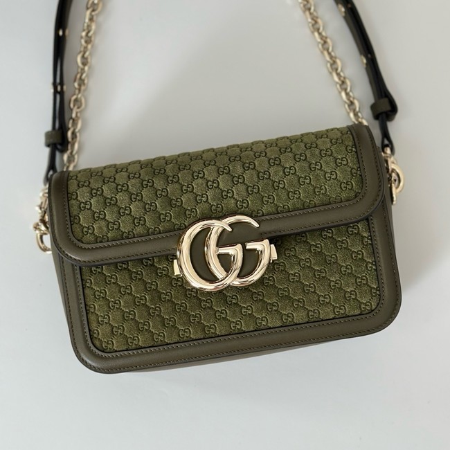 Gucci GG Marmont small suede shoulder bag 826761 green