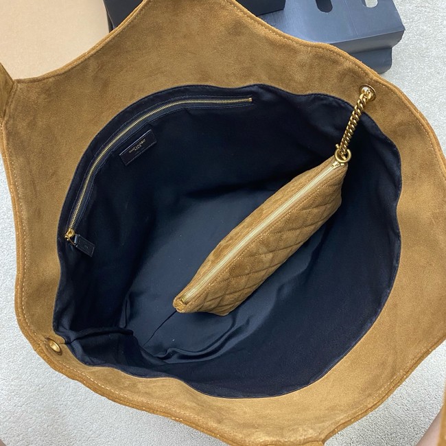 Yves Saint Laurent ICARE MAXI SHOPPING BAG IN QUILTED suede 698651 CARAMEL COGNAC