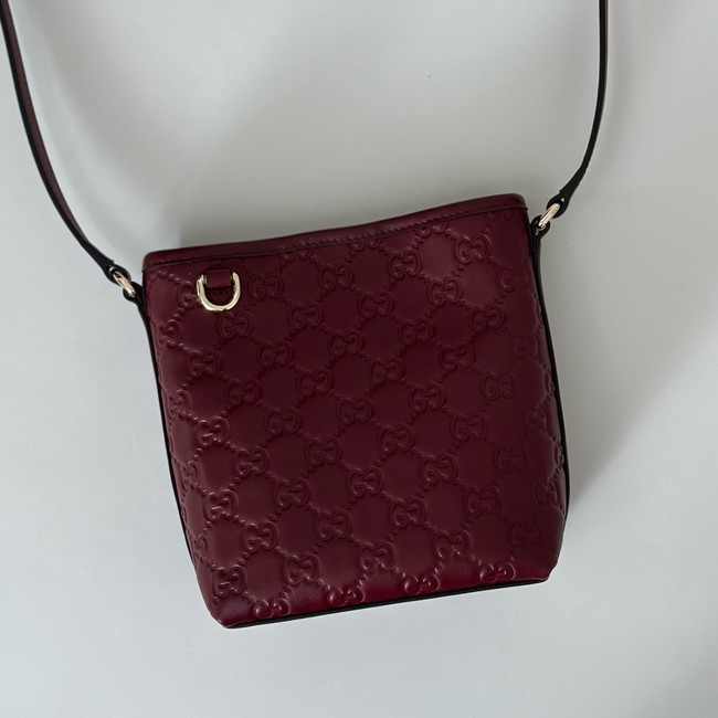 Gucci GG Emblem nano bucket bag 847090 Rosso Ancora red