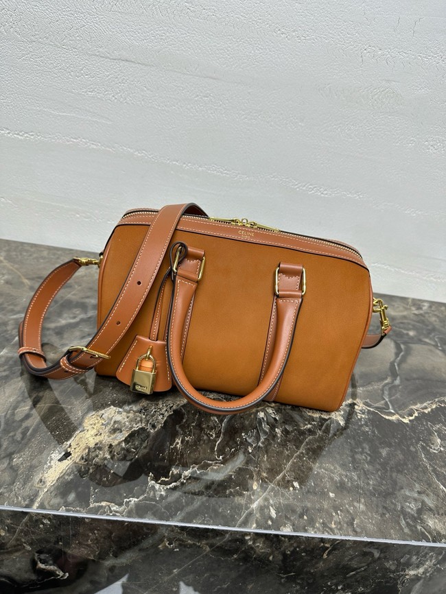 Celine LARGE BOSTON in SUEDE CALFSKIN 121323 TOBACCO