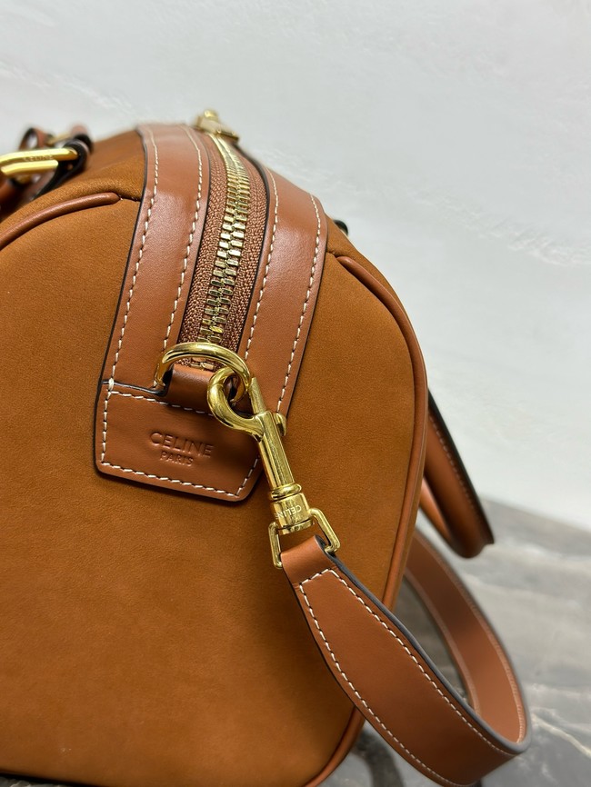Celine LARGE BOSTON in SUEDE CALFSKIN 121323 TOBACCO