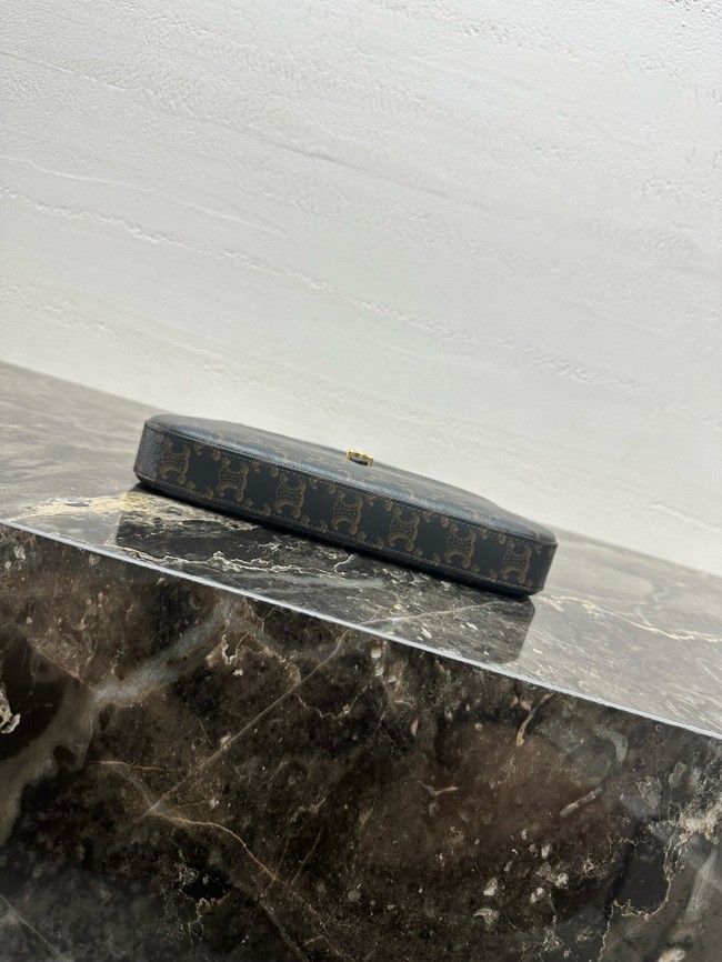 Celine TINA SHOULDER BAG IN TRIOMPHE CANVAS AND CALFSKIN 123053 black