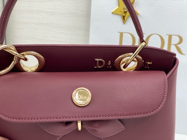 Dior Calfskin Tote Bag 6598 burgundy