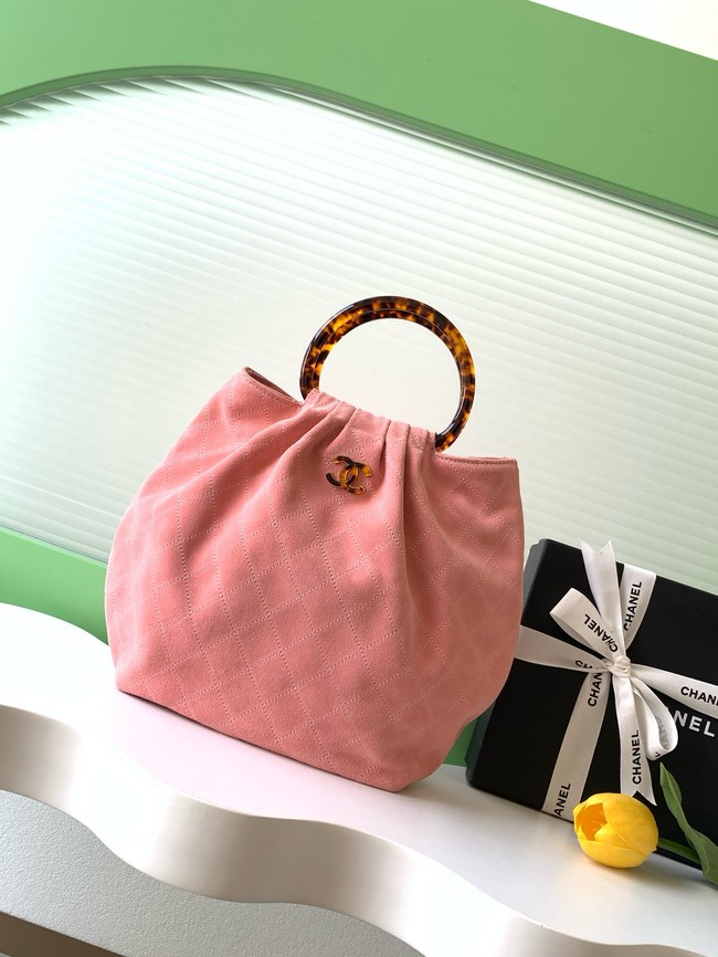 CHANEL Hobo Bag Suede AS6010 pink
