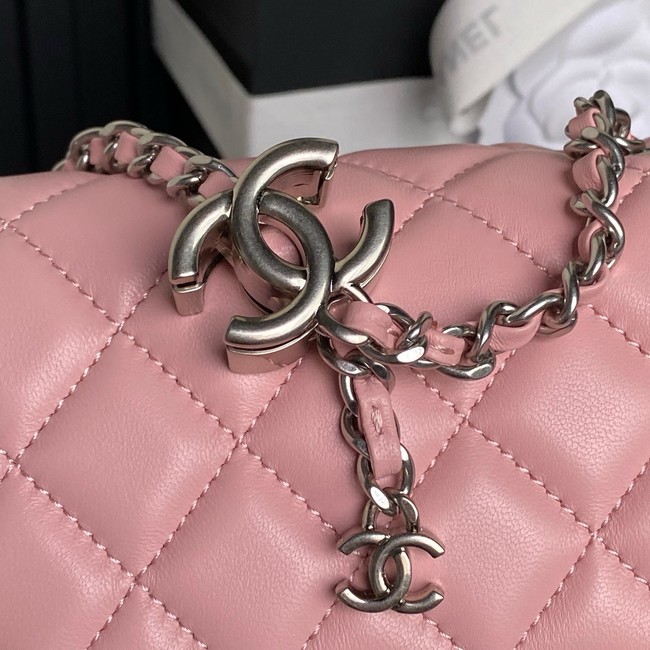 CHANEL Mini Flap Bag AS5758 pink&Silver Metal