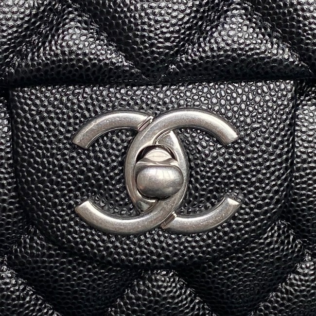 CHANEL Mini Flap Bag with Top Handle AS5702 black&Silver Metal
