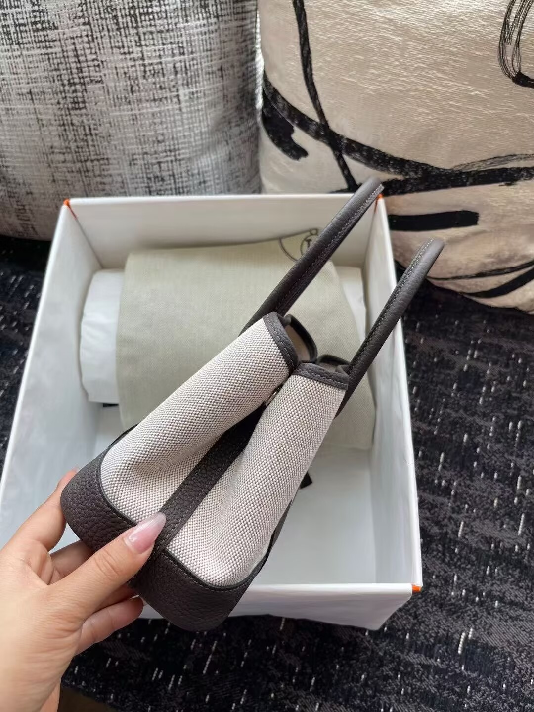 Hermes Mini Garden Party Tote Bags H3673 Gray