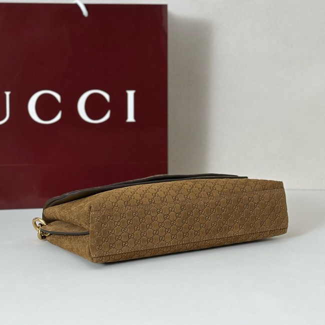GUCCI Medium shoulder bag with chain Suede 857622 brown