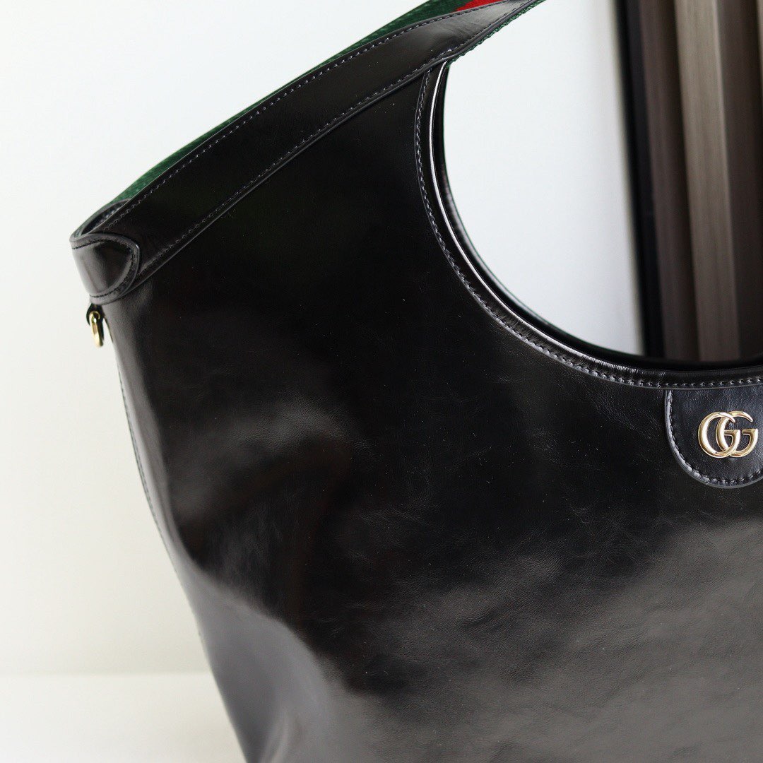 Gucci Giglio Original Oiled Leather large tote GG bag 853971 Black